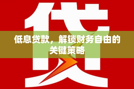 永新低息贷款，解锁财务自由的关键策略