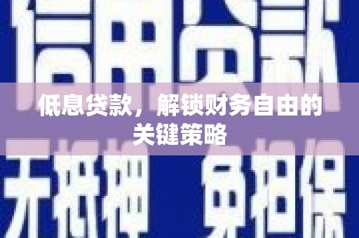 永新低息贷款，解锁财务自由的关键策略