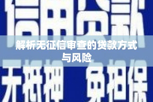 永新解析无征信审查的贷款方式与风险